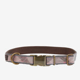 Barbour Reflective Dog Collar in Taupe/Pink Tartan
