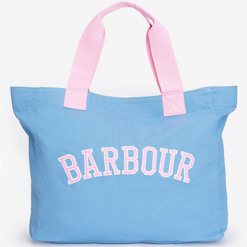 Barbour Logo Holiday Tote Bag in Chambray Blue
