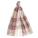 Barbour Summer Lonnen Checked Scarf in White Classic Tartan