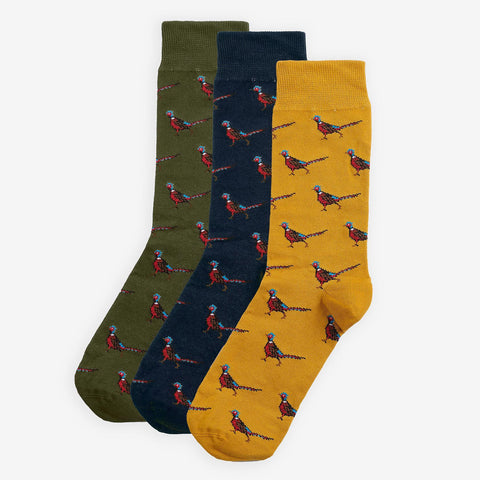 Barbour Men's Pheasant Socks Gift Box in Forest Mist