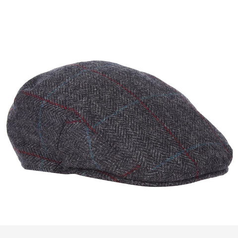 Barbour Men's Crieff Flat Cap in Charcoal/Red/Blue