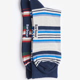 Barbour Men's Summer Stripe Socks 2 Pack in Navy/Sky