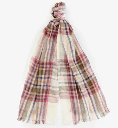Barbour Summer Lonnen Checked Scarf White Classic