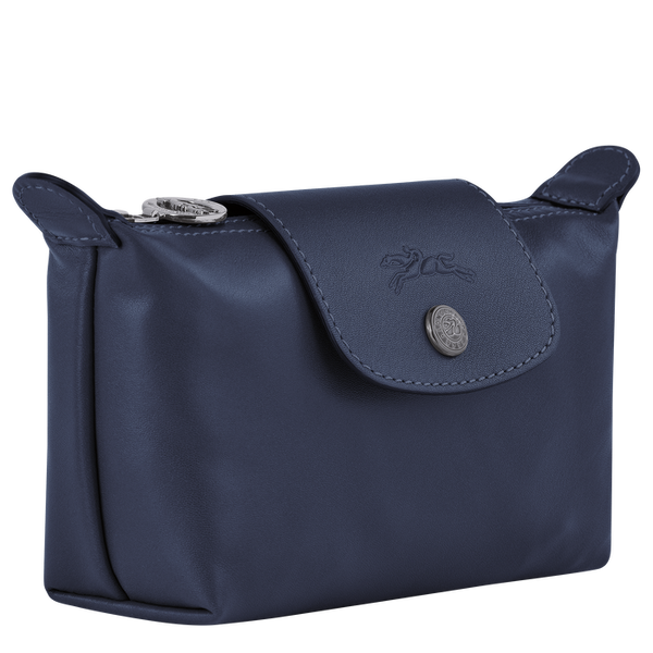 Longchamp blue le pliage cuir leather cosmetic bag  Leather cosmetic bag,  Soft leather pouch, Leather