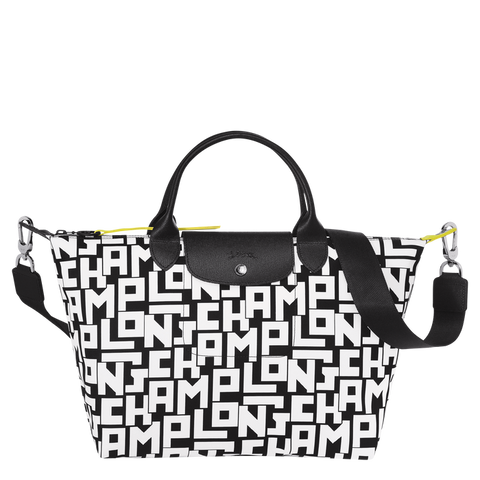 Longchamp - Le Pliage LGP Top Handle Bag M in Black/White