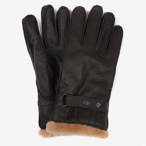 Barbour Men's Leather Utility Gloves in Brown