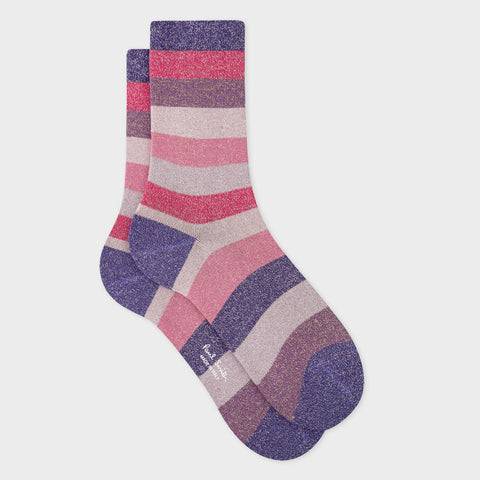 Paul Smith - Women's Glitter Stripe Socks in Purple