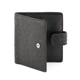 Tony Perotti Italian Leather Black Two Fold Ostrich Wallet