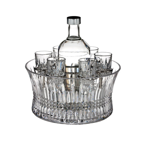Waterford Crystal Lismore Diamond Vodka Set with Chill Bowl, Shot Glasses & Silver Insert
