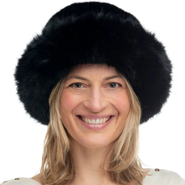 Adelina Faux Fur Paddington Hat in Black