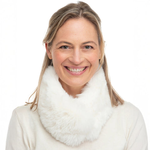 Franchetti Bond Agala Faux Fur Collar in Beige