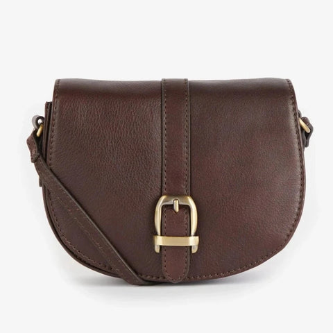 Barbour Laire Medium Leather Saddle Bag in Dark Brown