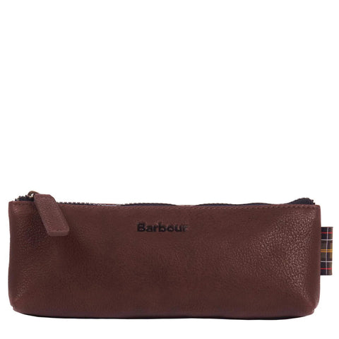 Barbour Leather Pencil Case in Dark Brown