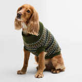 Barbour Fair Isle Dog Jumper in Olive