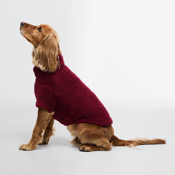 Barbour Brindle Fleece Dog Jumper in Red