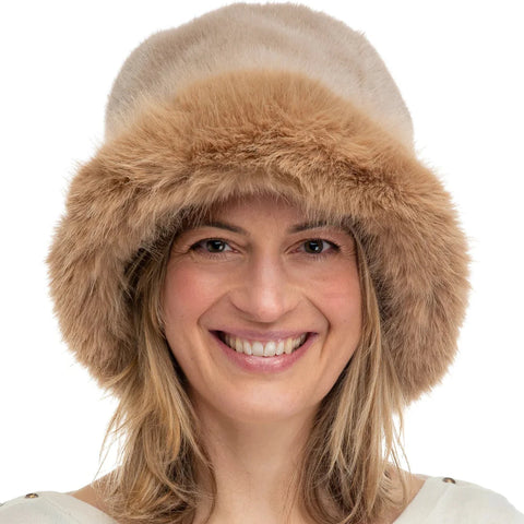 Adelina Faux Fur Paddington Hat in Mocha