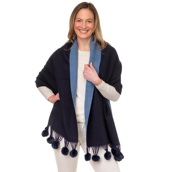 Franchetti Bond Anna Two Tone Wrap in Navy and Denim