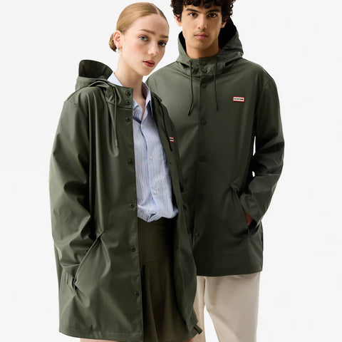 Hunter Unisex Downpour Jo Pu Rain Parka in Kambaba Green