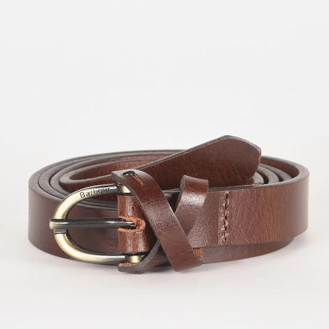 Barbour Women's Cross Over Leather Belt in Brown