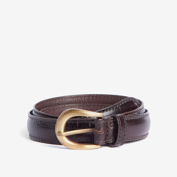 Barbour - Men's Mock Crock Leather Belt in Black Cherry