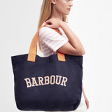Barbour Logo Holiday Tote Bag in Navy