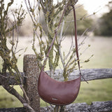 Barbour Laire Leather Half-Moon Bag in Brown