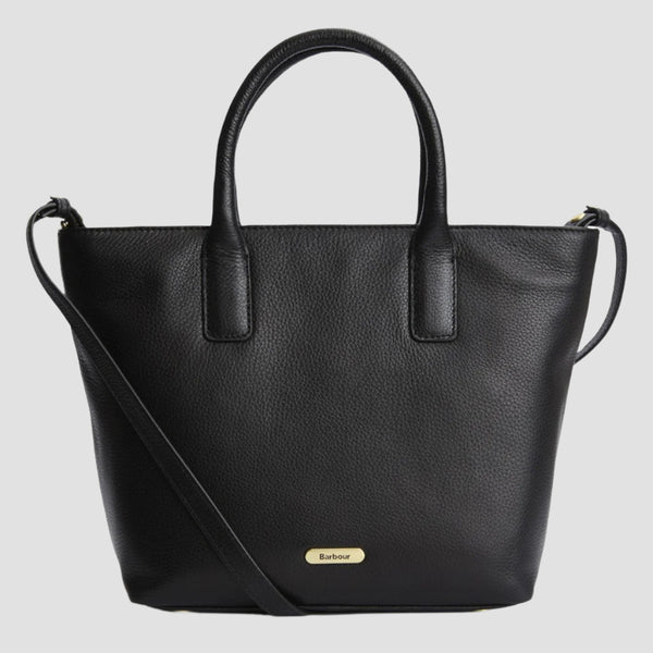 Barbour Birch Leather Tote Bag in Black