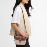 Barbour Mini Rosa Leather Cross Body Bag in Pebbled Pink/Brown