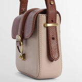Barbour Mini Rosa Leather Cross Body Bag in Pebbled Pink/Brown