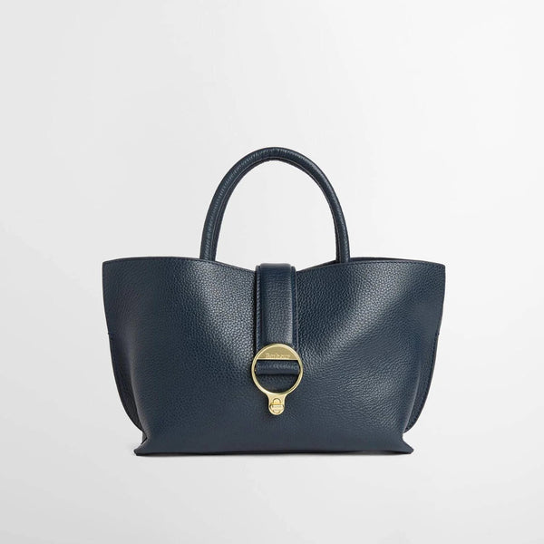 Barbour Alder Mini Leather Tote Bag in Navy