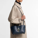 Barbour Alder Mini Leather Tote Bag in Navy