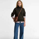 Barbour Cedar Mini Leather Bucket Bag in Brown