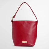Barbour Cedar Mini Leather Bucket Bag in Red