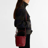 Barbour Cedar Mini Leather Bucket Bag in Red