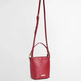 Barbour Cedar Mini Leather Bucket Bag in Red