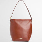 Barbour Cedar Large Leather Bucket Bag in Brown
