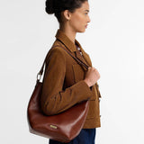 Barbour Cedar Large Leather Bucket Bag in Brown