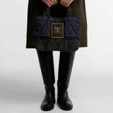 Barbour Arlene Mini Quilted Tote Bag in Shadow Classic Tartan
