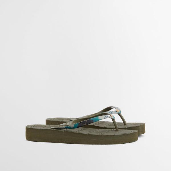 Barbour Women's Tilda Toe Post Sandal in Olive/Ancient Tartan