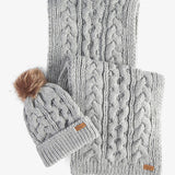 Barbour Penshaw Beanie & Scarf Gift Set In Grey