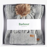 Barbour Penshaw Beanie & Scarf Gift Set In Grey