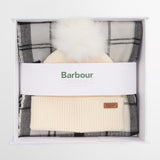 Barbour Women's Dover Beanie & Hailes Scarf Gift Set in Monochrome Tartan