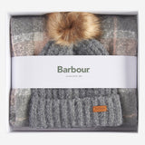 Barbour Women's Saltburn Beanie Hat and Scarf Gift Set in Grey/Rose