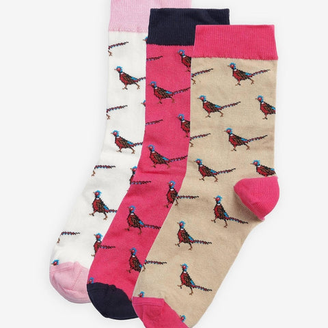 Barbour Women's Pheasant Socks Gift Set in Pink Dahlia