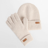 Barbour Women's Pendle Beanie & Gloves Gift Set in Eggshell