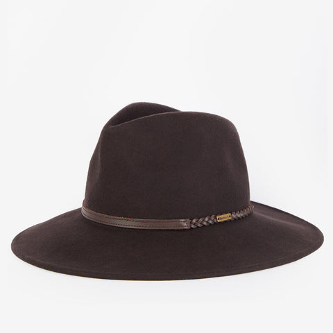 Barbour Women's Tack Fedora Hat in Chocolate