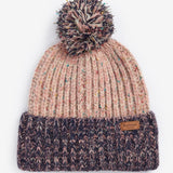 Barbour Women's Norham Beanie Hat in Pink Rust/Navy