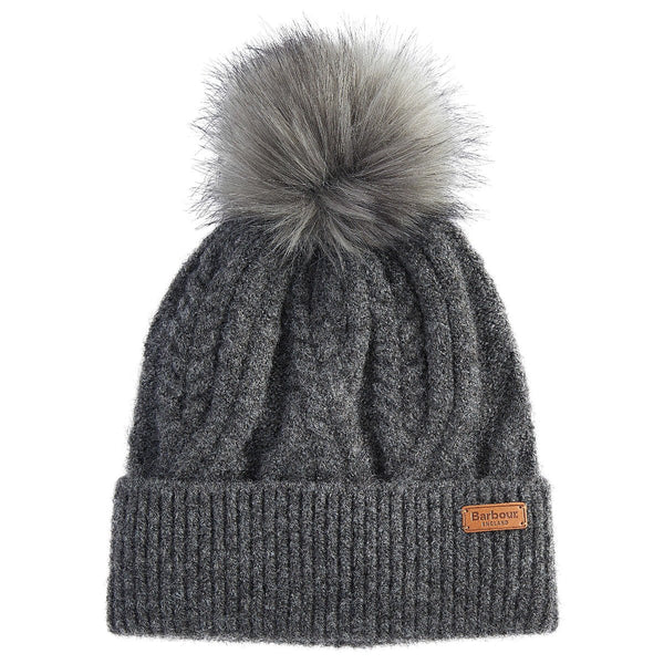 Barbour Women's Elsdon Cable Knit Beanie Hat in Grey