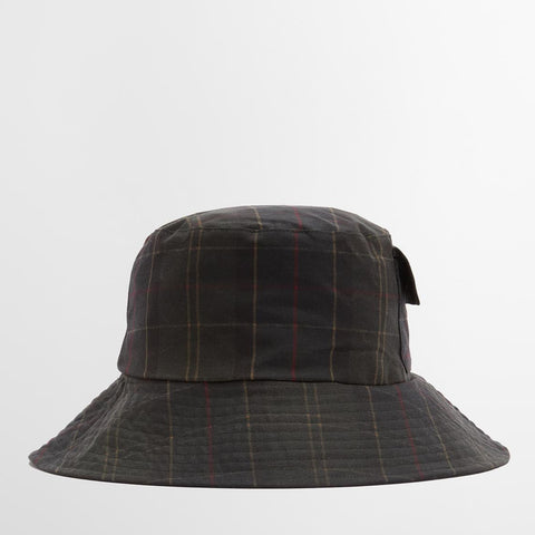 Barbour Women's Scarlet Waxed Bucket Hat in Classic Tartan