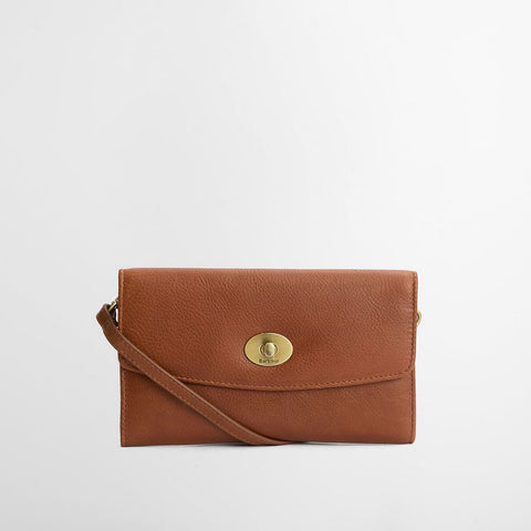 Barbour Isla Leather Travel Purse in Brown